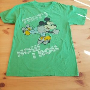 Disney Vintage Style T Shirt Disneyland Women's Green Rollerskate Size Small